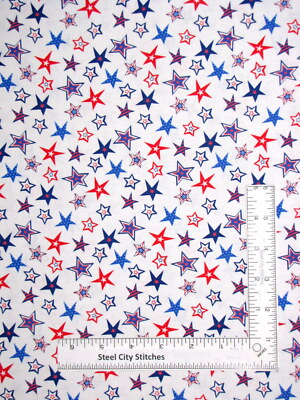 Patriotic Star Stars Red Blue White Fabric Cotton Studio E My Happy Place Yard