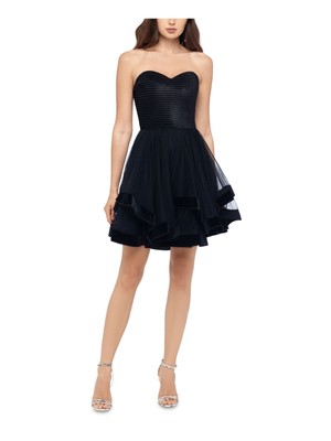 Короткое платье без рукавов с бархатным подолом BLONDIE Womens Black Illusion 5