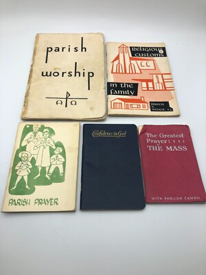 Religious Prayer Book Customs Lot Of 5 AS IS Mass Worship God Confidence Vintage
