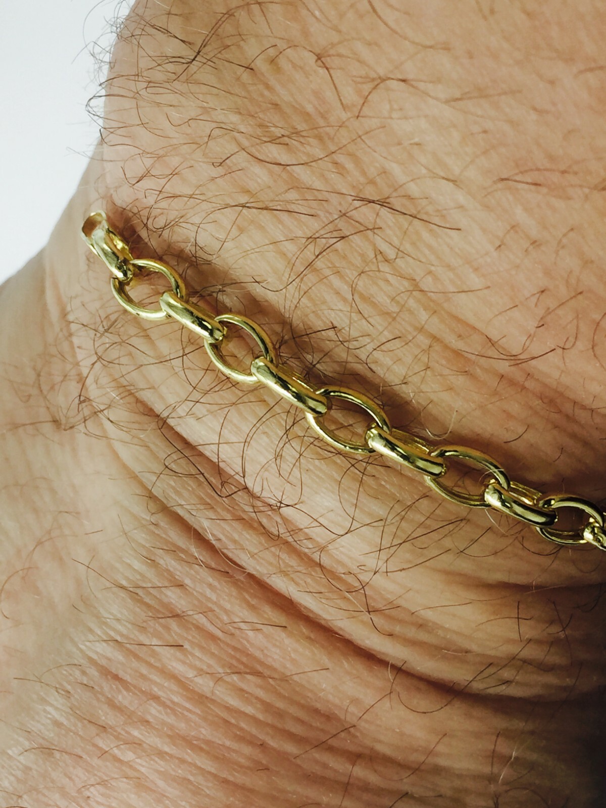 Pre-owned R C I 14kt Yellow Gold Lite Oval Rolo Link Chain Bracelet 7 Inch 1.3 Grams 3.2 Mm In No Stone