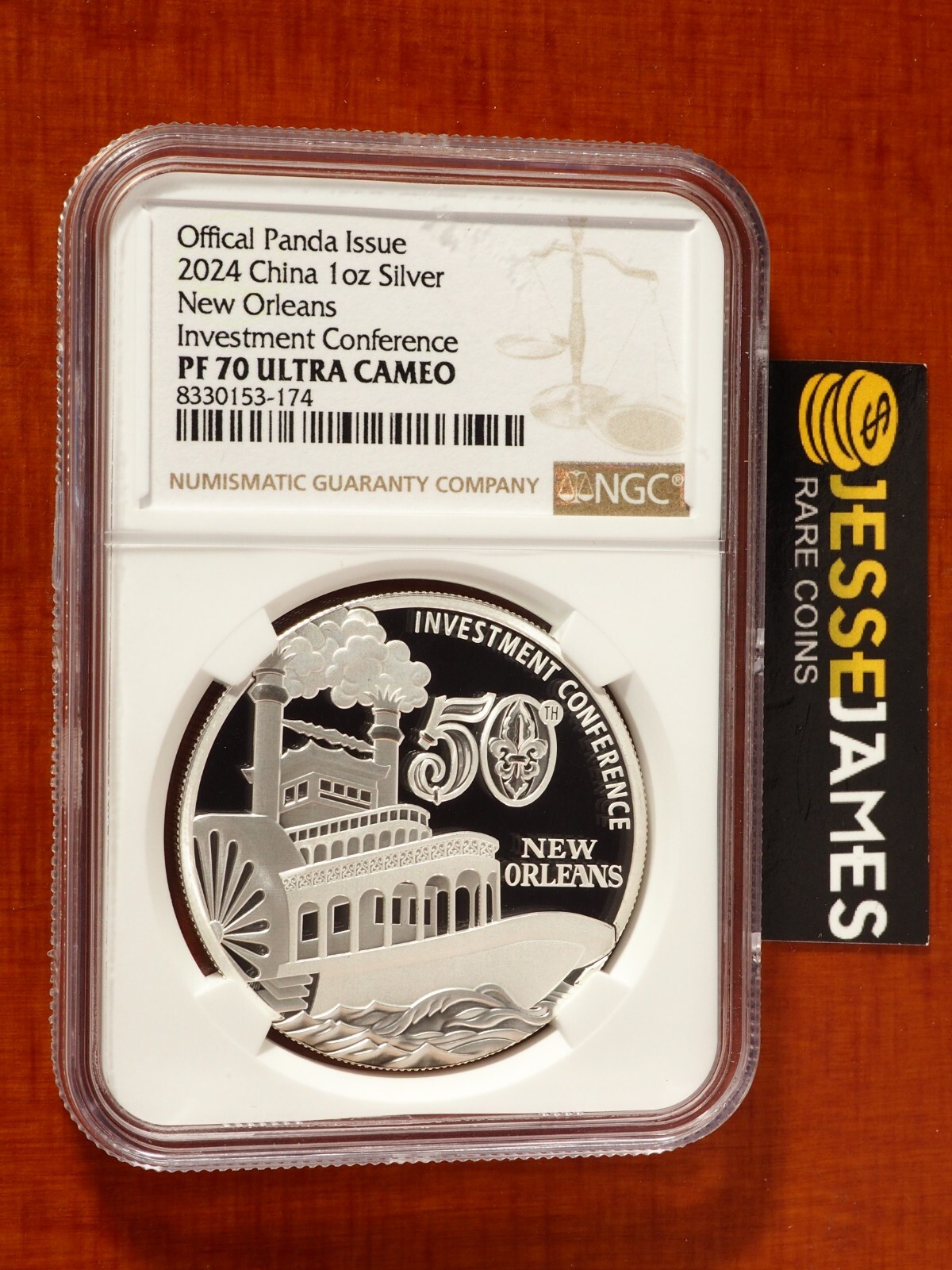 2024 CHINA SILVER NEW ORLEANS PANDA NGC PF70 ULTRA CAMEO W