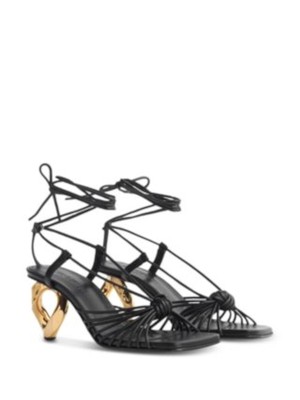 Женские черные босоножки на каблуке JW ANDERSON с ремешком на щиколотке из овечьей кожи на скульптурном каблуке 36