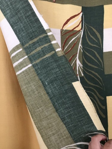 VTG Mid Century Goodall Tropical Barkcloth Fabric Panel Mohair Hand Printed