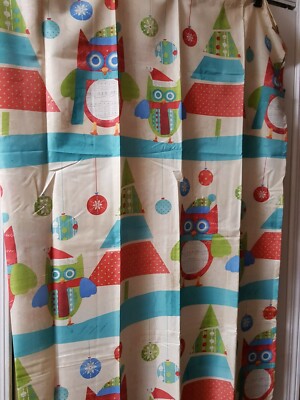 Creative Bath Holiday Owl FABRIC SHOWER CURTAIN 72'' x 72''