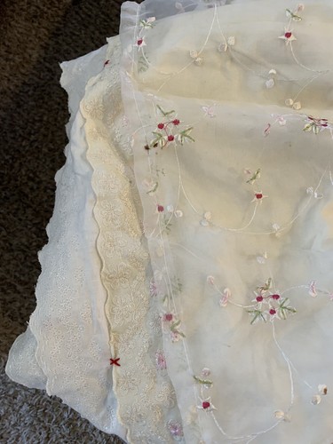 Kidsline Baby Crib Nursery Bedding Bed Skirt Dust Ruffle Cream Lace Pink Flowers