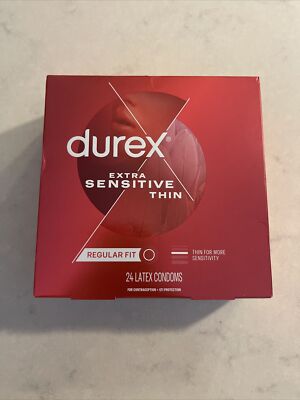 Durex Extra Sensitive Thin Regular Fit 24 Latex Condoms  exp 07/2027