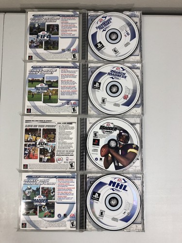 Lot Of 4 PS1 Platstation Sports Games Madden NHL March Tiger Woods PS1