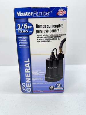 Master Plumber Submersible Sump Pump 1/6 HP EUC