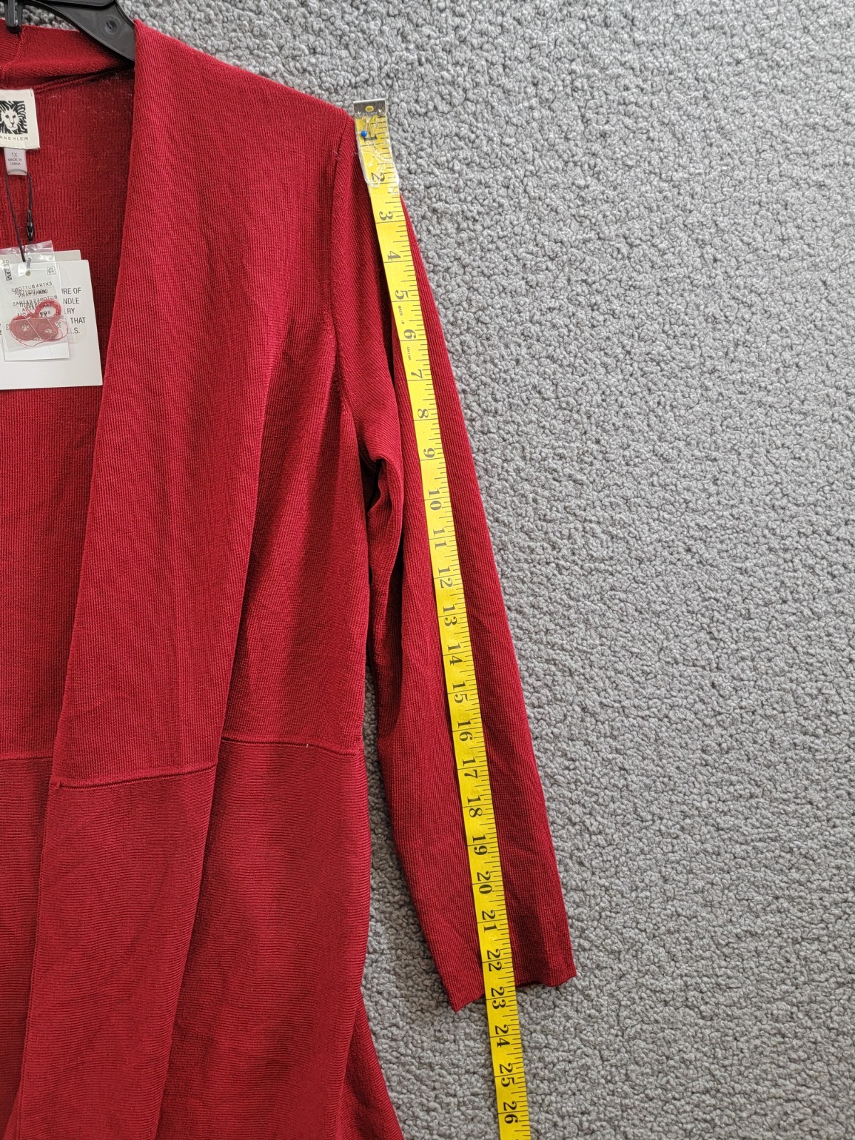 Anne Klein Plus Size Monterey Open-Front Cardigan Women's 1X Titian Red L/S - Picture 10 of 18