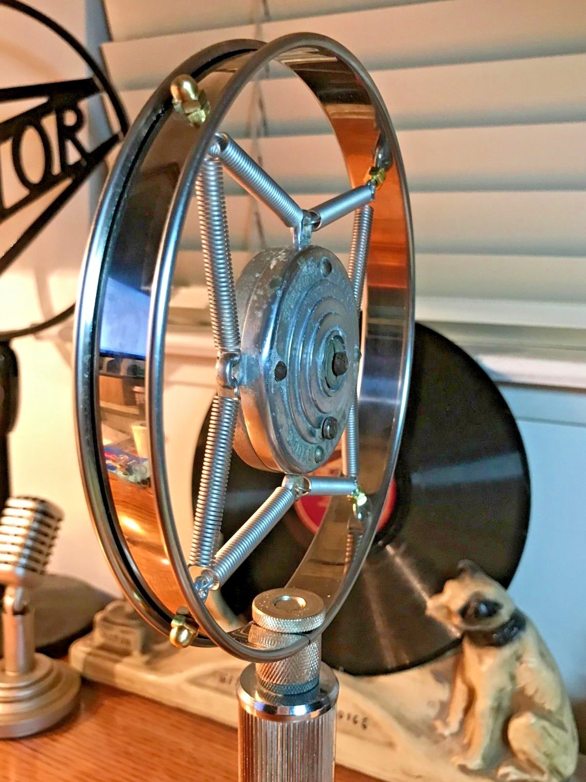 Vintage 40's Electro Voice Model Fifty Carbon Ring Spring Microphone w/ Stand