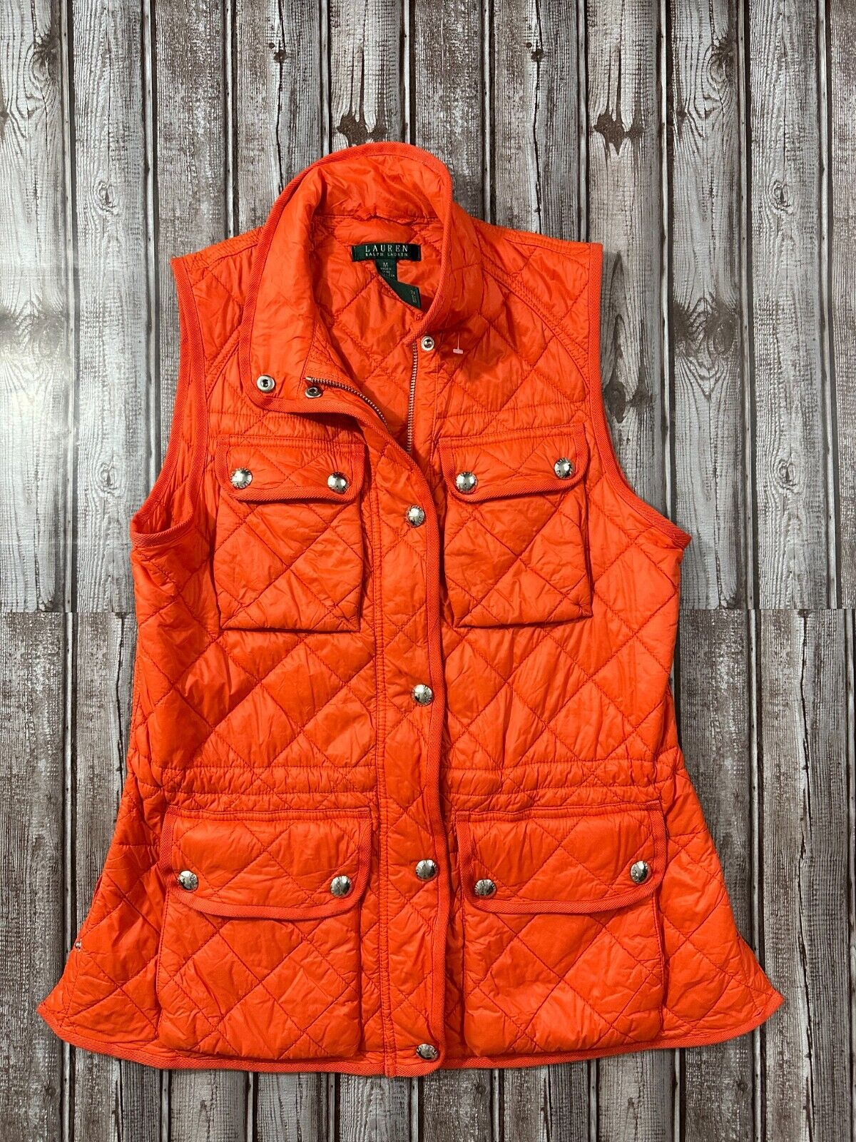Lauren RALPH LAUREN Quilted Zip Up Vest Orange size M NWOT Lauren RALPH LAUREN Quilted Zip Up Vest Orange size M NWOT