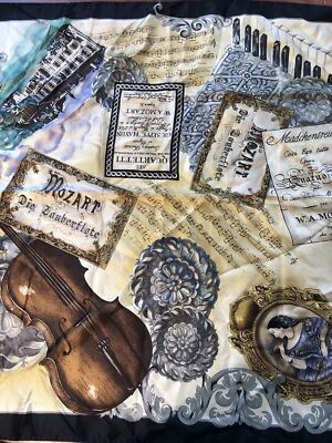Chicago SYMPHONY SCARF Italy Large 34'' Square Silk Scarf  EUC