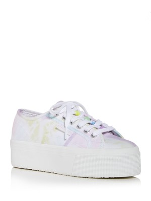 SUPERGA Женские белые кроссовки Comfort Bead с круглым носком и шнуровкой на платформе 37