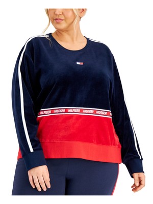 TOMMY HILFIGER SPORT Женский темно-синий свитшот с круглым вырезом и длинными рукавами с логотипом Plus 3X