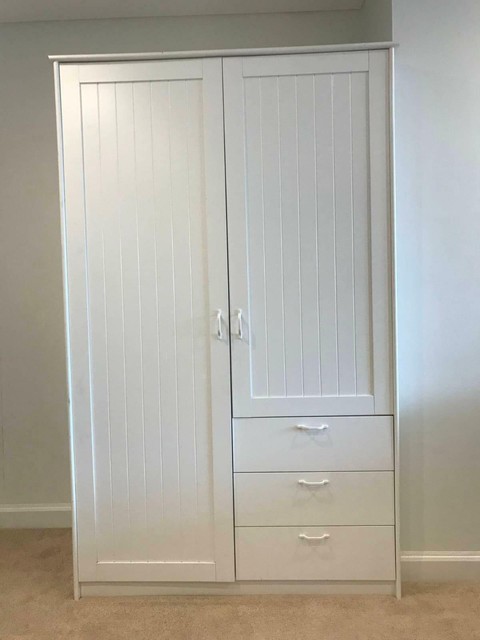 Ikea Double Doors White Wardrobe With Lockable Drawer
