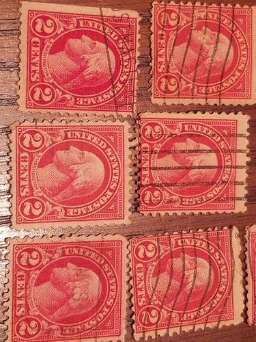 (LOT 30) 2 Cent Carmine Washington US Postage Stamps 1923 -1929 (See Photos)