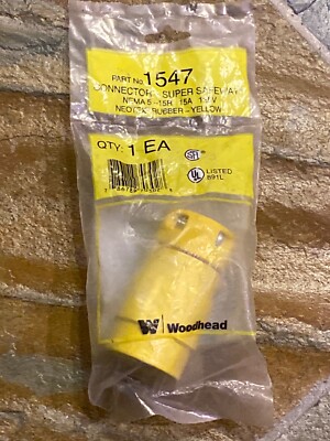 NEW Woodhead #1547 Female Connector 15 Amp 125 Volt 5-15R Super Safeway Yellow