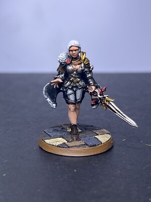 32mm Female Fighter Miniature Pathfinder 5 Ed Dungeons And Dragons Painted