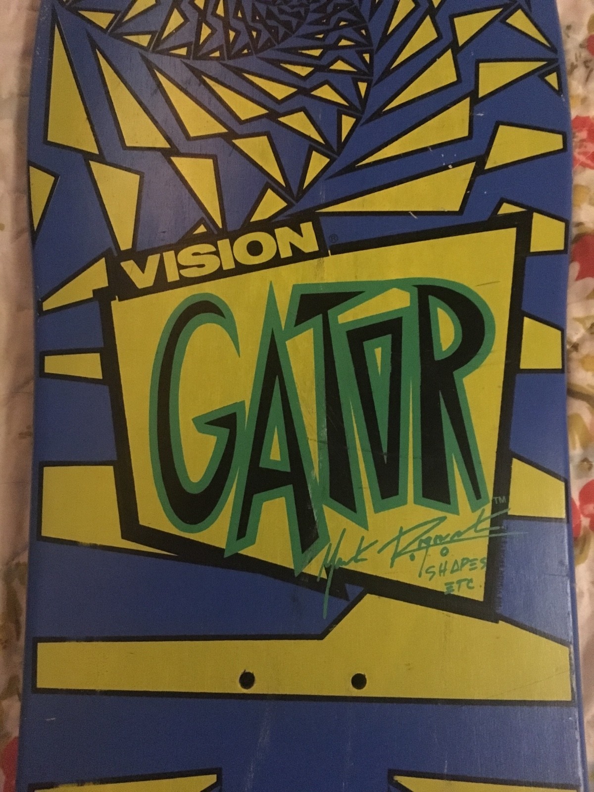1988 Vision Gator original vintage skateboard deck blue yellow/green