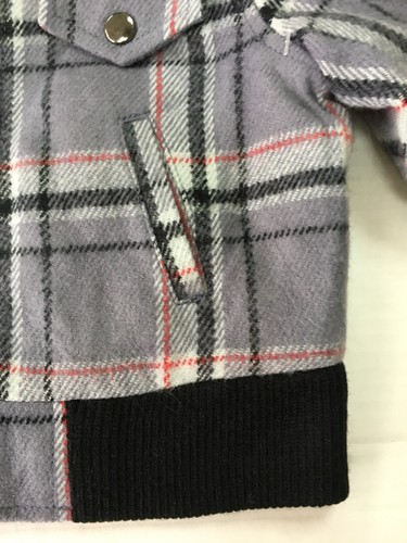 Cat & Jack baby 12 month gray/black plaid zup up jacket fauz fur collar