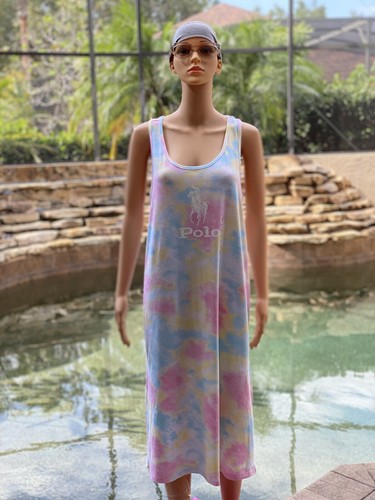 Polo Ralph Lauren Big Pony Tie-Dye Shirt Dress L NWT Cotton Preppy Logo