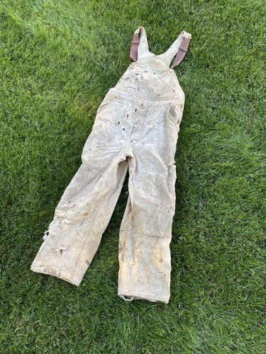 Vintage 40s 50s Lee Beige Canvas Painter Overalls Distressed