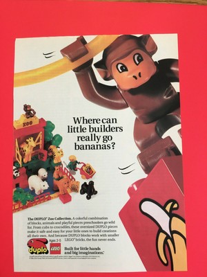 1992 duplo/LEGO Ad~Zoo blocks animals~Built for little hands big imaginations  