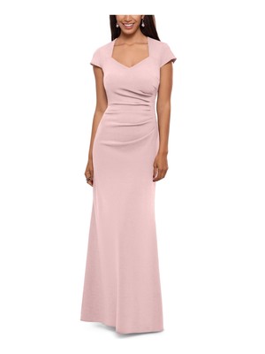 XSCAPE Womens Pink Cascading-ruffle-back Lined Formal Dress Petites 8P