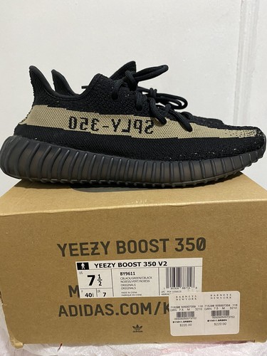 スニーカー adidas Yeezy Boost 350 V2 Core Black Green BY9611 FW 16 2016 Size 9 - Adidas Yeezy Boost 350 V2 Core Black Green (BY9611