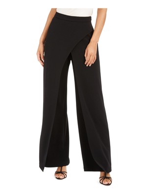 ADRIANNA PAPELL Womens Black Elastic-waist Draped Evening Wide Leg Pants 8