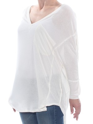 

WE THE FREE Женский топ цвета слоновой кости с длинными рукавами и V-образным вырезом, Цвет слоновой кости