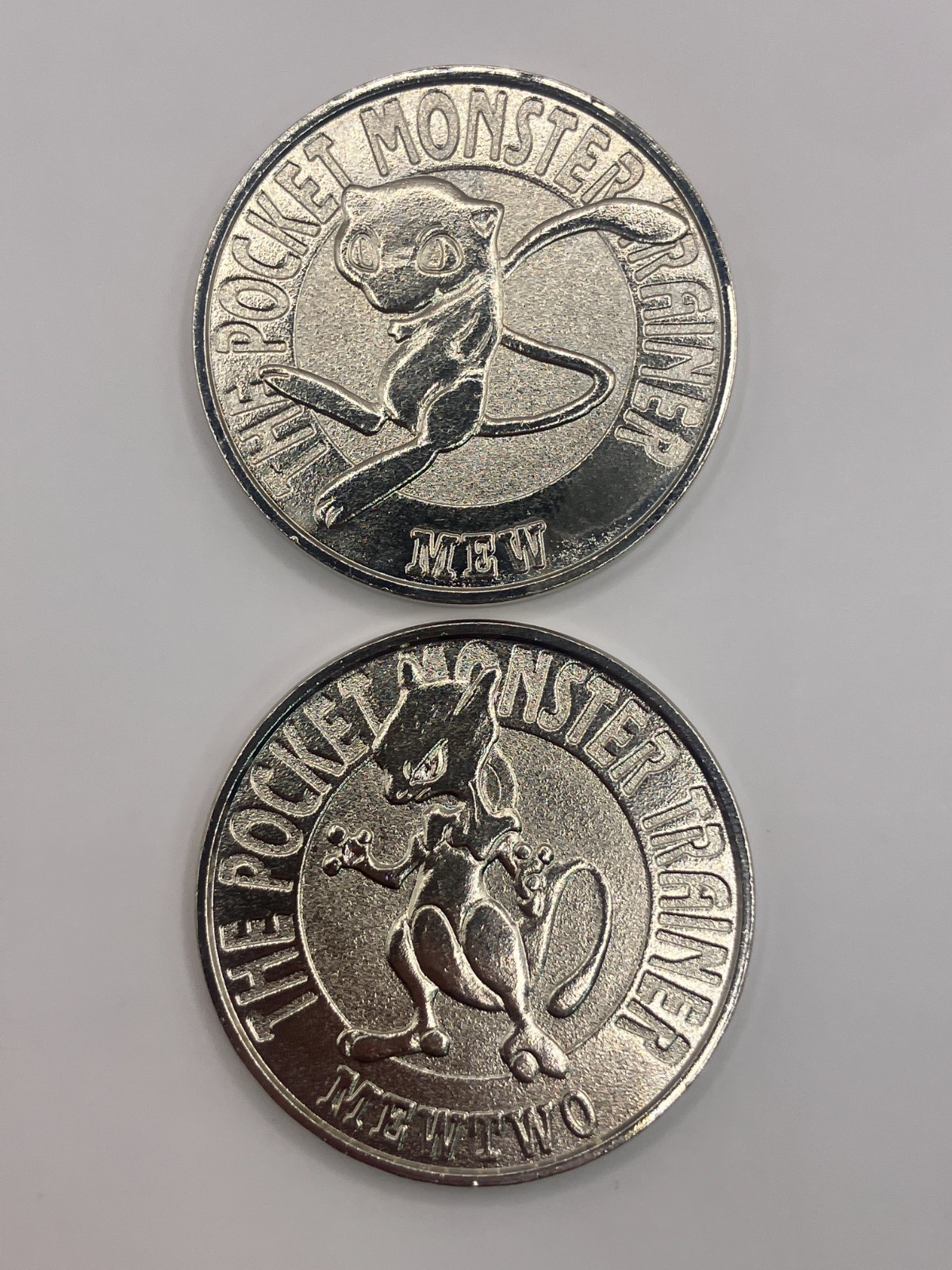 Mew & Mewtwo! Silver coins Pokemon METAL Battle Japanese | eBay