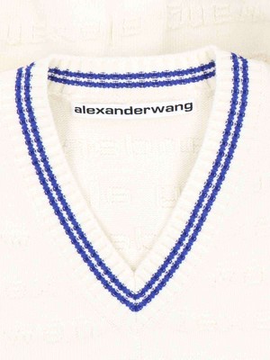 Pre-owned Alexander Wang Jacquard Logo Vest In White