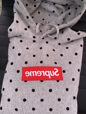 supreme cdg polka dot hoodie grey