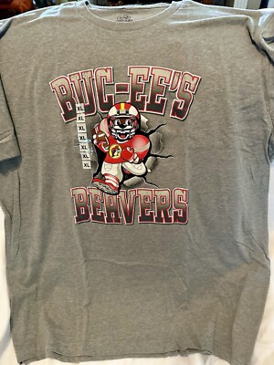 Buc-ees Beavers Gray Football T-Shirt #82  XL 2024 New With Tags Tee