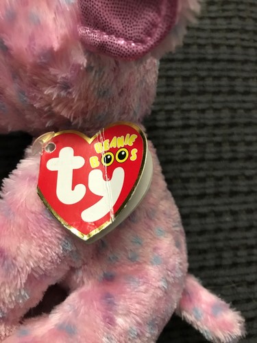 TY Beanie Boos ELLIE the Pink Elephant  Glitter Eyes 6 inch