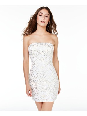 

JUMP Женское белое коктейльное мини-платье без рукавов без бретелек для юниоров, Белый