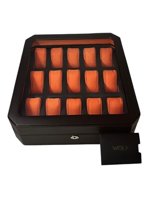 Wolf 458506 Windsor 15 Piece Watch Box in Brown & Orange MSRP $405