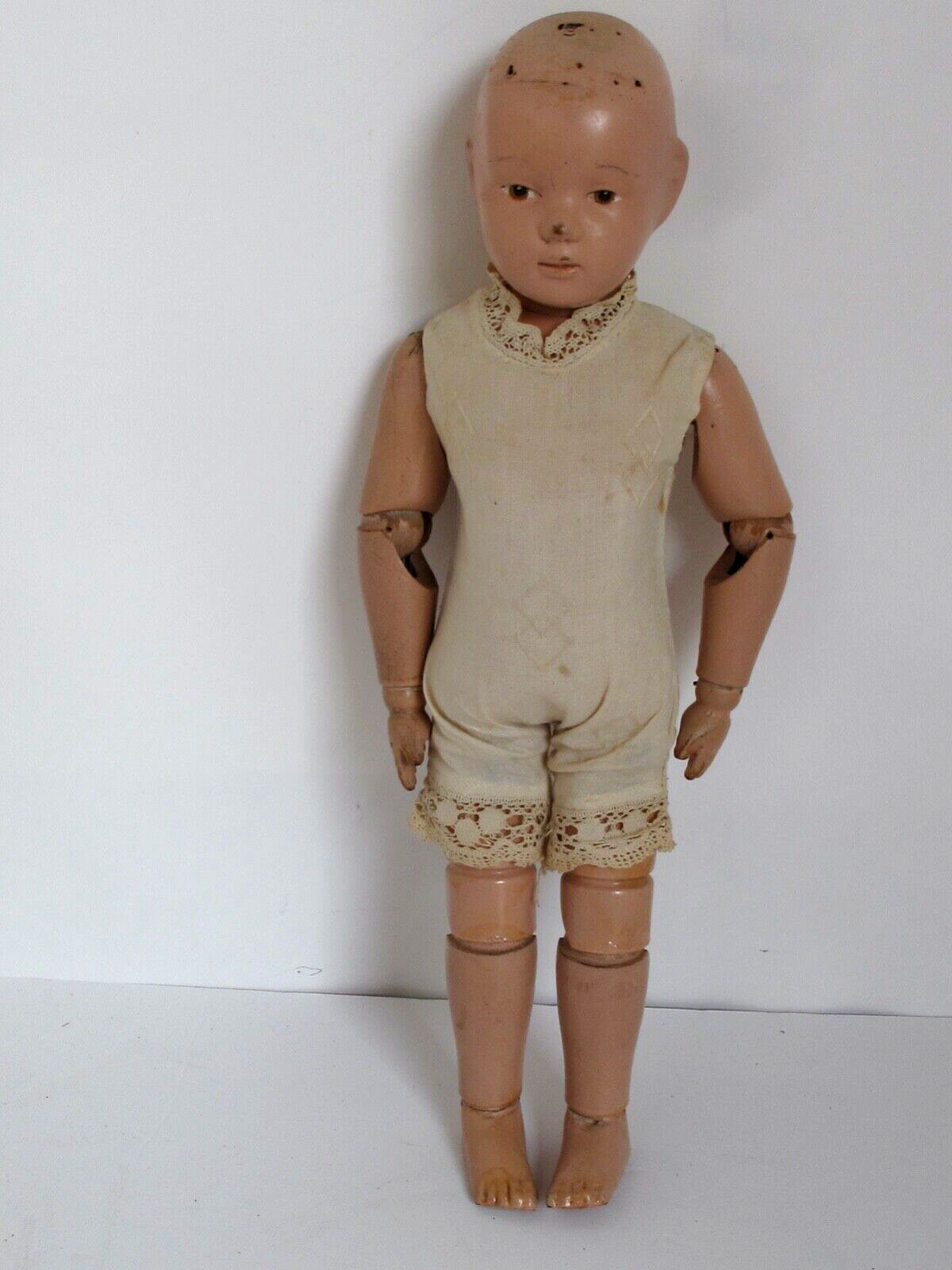 Antique Schoenhut Wood Jointed Doll 14 1/2