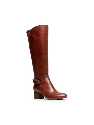 

ANNE KLEIN Женские кожаные ботинки на каблуке коньячно-коричневого цвета с задней частью, 9,5 м, Коричневый, AK193057