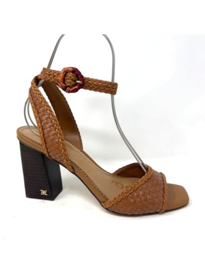 

SAM EDELMAN Женские коричневые кожаные босоножки на каблуке Danee с круглым носком на блочном каблуке, Коричневый, H0308L2