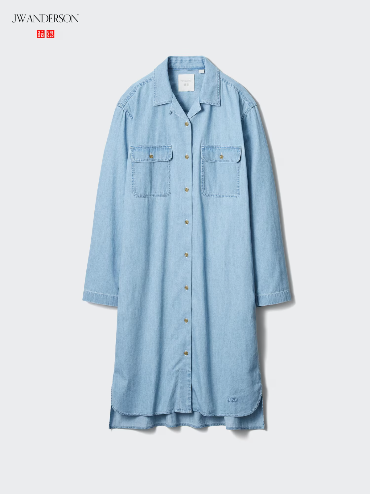 jw anderson shirt dress Tie-detailed cotton and silk-blend mini shirt dress - light blue