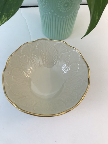 Vintage Lenox Ivory Bowl with Gold Trim Embossed Rose 4