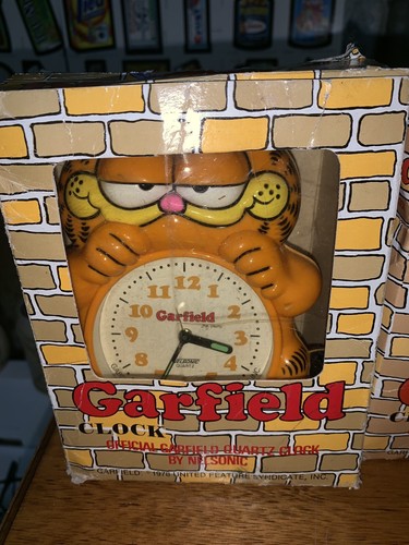 Mint , Working Cartoon Garfield the Cat Alarm Clock In Original Box From 1979