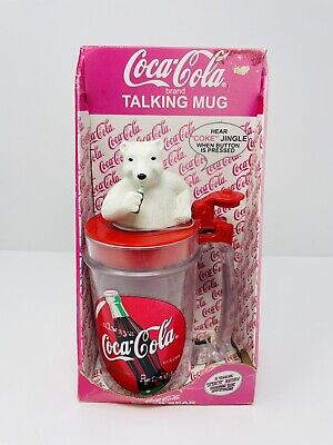 Vintage 1998 Coca Cola Polar Bear Talking Mug Cup Coke Jingle Works NOS