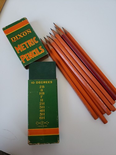 12 Vintage Dixon Metric Pencils in/ Box Made in USA NIB 1910 4H 6H