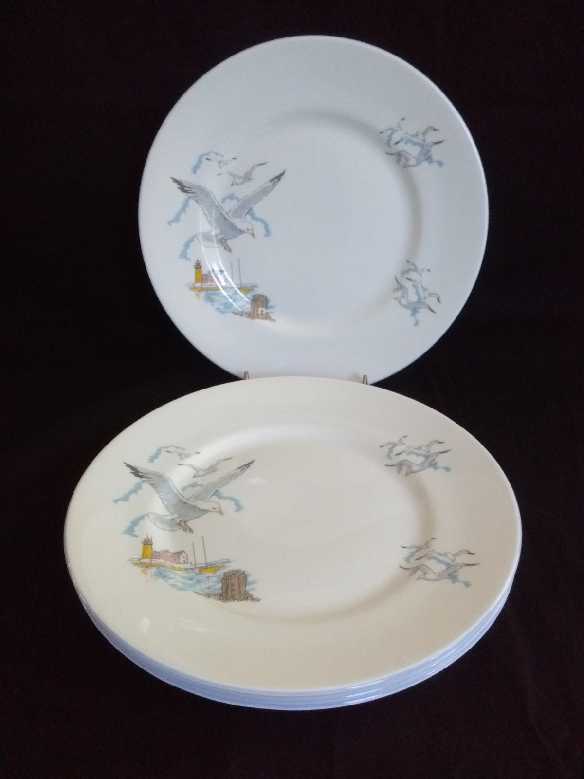 Set of 4 Queens Rosina China Co SEAGULL SALAD PLATES  8 1/4