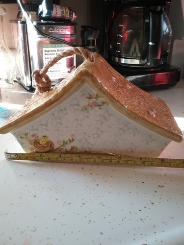 BIRD HOUSE / Topiary Birdhouse w. Rope,  Clever Choice/Noho Studio CERAMIC Decor