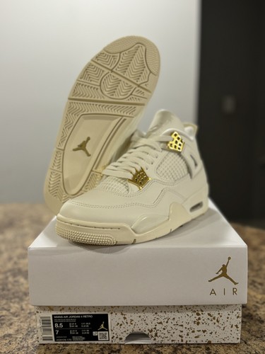 Pre-owned Jordan Air  4 Retro Metallic Gold (w) Aq9129-170 In Sail/metallic Gold-black