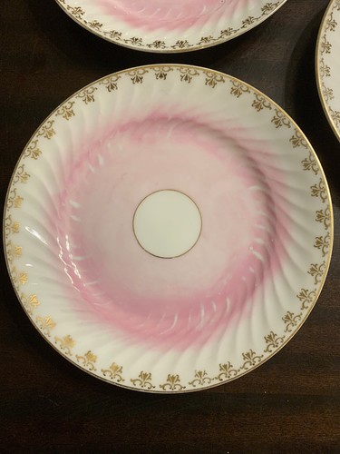 Vintage KPM Germany China Pattern Pink w/ Gold Trim 7 Inch Dia Dessert Salad 872